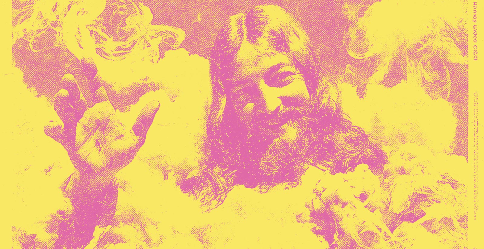 halftone Jesus in the clouds